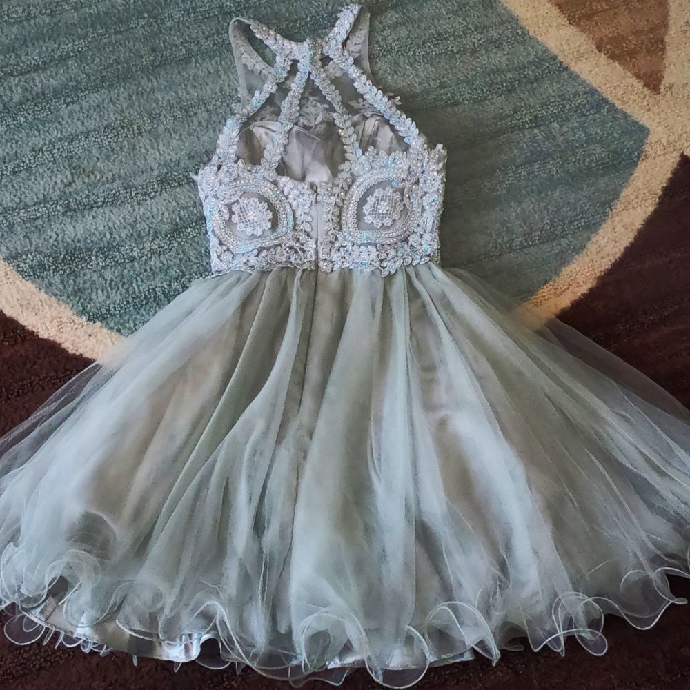ForYouDress formal tulle and Beaded silver dress size 2xs - Picture 2 of 9